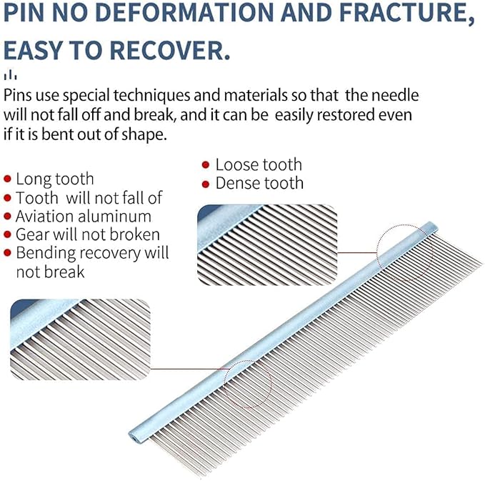 Dog and Cat Brush For Shedding Mats&Knots&Tangles High Effective.Dog Metal Comb for Grooming With Long Pin shiny Color. (X2PCS)
