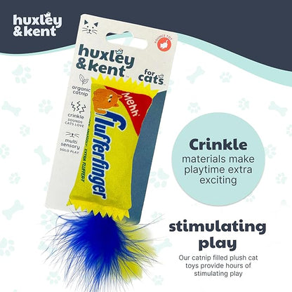 Huxley & Kent Plush Cat Toy - Interactive Catnip Toy for Cats & Kittens - Soft with Crinkle & Catnip - Fun Indoor Play - Flufferfinger