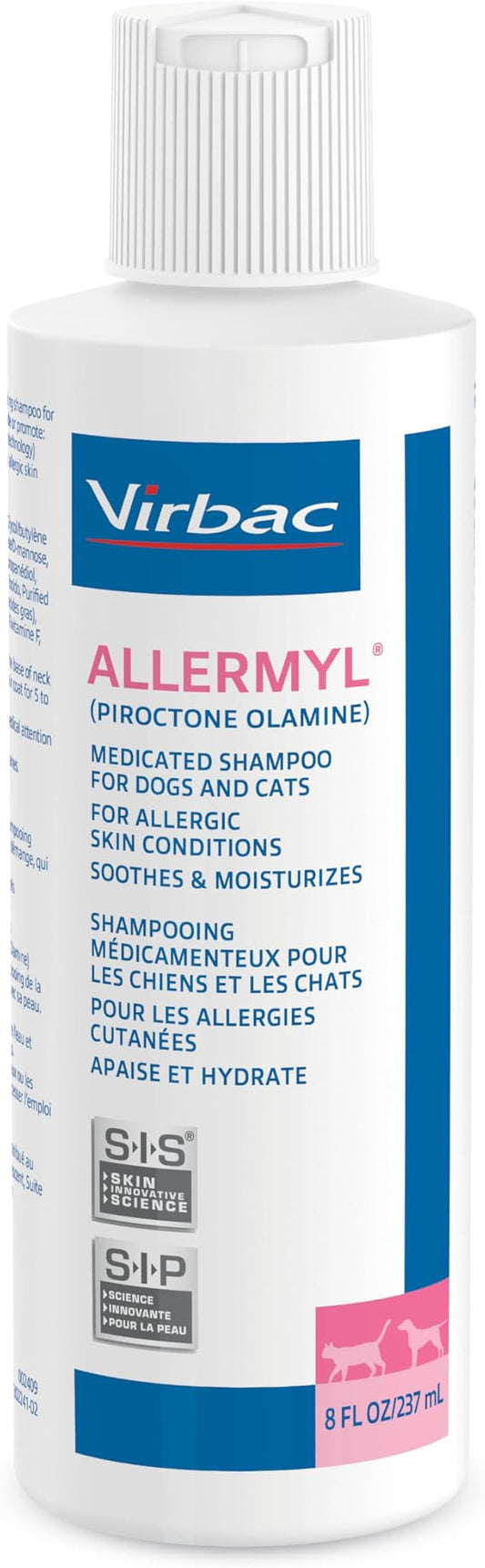 Allermyl Medicated Pet Shampoo Hypoallergenic, Soothing and Moisturizing Shampoo for Allergic Dogs and Cats (by Virbac)