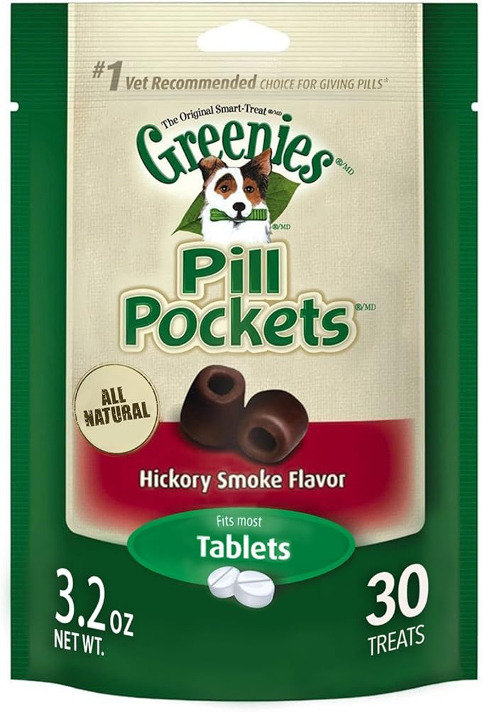 Greenies Pill Pockets Soft Dog Treats, Hickory Smoke, Tablet, 3.2 Oz. (Pack Of 6)