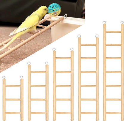 5pcs Wooden Bird Ladder for Parrots Cage 5 Basic Sizes Perch Parakeet Climbing Toys Hanging Pet Natural Step Cockatoo Lovebirds