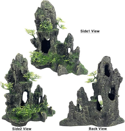 Aquarium Decorations Large and Tall Large Aquarium Decoration for Fish Tank Decorations Fish Tank Ornaments Mountain View Stone Ornament Tree Rock Cave Artificial Fishtank Ornament