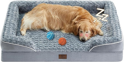 WNPETHOME Dog Beds for Large Dogs, Washable Dog Bed, Bolster Dog Sofa Bed with Waterproof Lining & Non-Skid Bottom, Orthopedic Egg Foam Dog Couch for Pet Sleeping, Pet Bed for Large Dogs