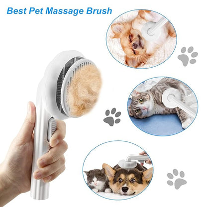 Pet Grooming Brush,Cat Brush for Shedding,Self Cleaning Slicker Brush for Short and Long Haired Dogs Cats Rabbits,Dog Brush Gently Removes Loose Undercoat, Mats and Tangled Hair-Pumpkin White