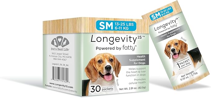 Yummy Combs Longevity15  C15:0  Fatty Acid Health Supplement for Dogs  Healthy Pet Supplies  for Small Dogs, 1 Pack