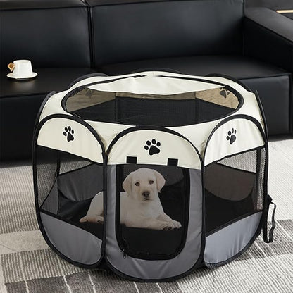 Mile High Life | Foldable Dog Playpen | Portable Dog Crate w Removable Shade Cover | Dog Kennel Indoor/Outdoor w Carry Case | Pen Tent for Dog/Cat/Rabbit(Gray, Small (29"x29"x17"))