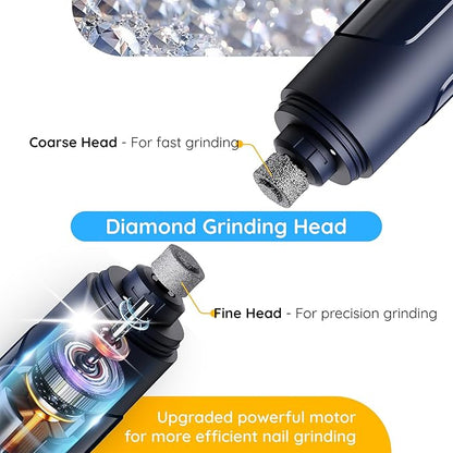 Bonve Pet Nail Grinder for Dogs - Electric Dog Nail Trimmers with 2 LED Lights Super Quiet, Coarse & Fine Wheels. Rechargeable, 2 Speeds for Small Large Dogs & Cats