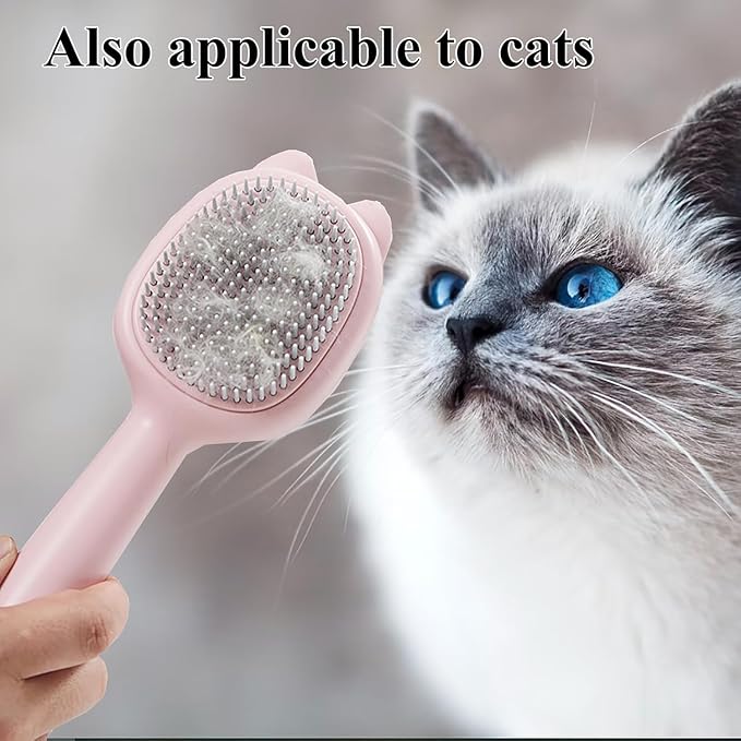 Self-Cleaning Dog Brush for Small Breeds - Adjustable Bristle Grooming Tool for Puppies, Yorkies, Shih Tzus, Maltipoos & Malteses (Pink)