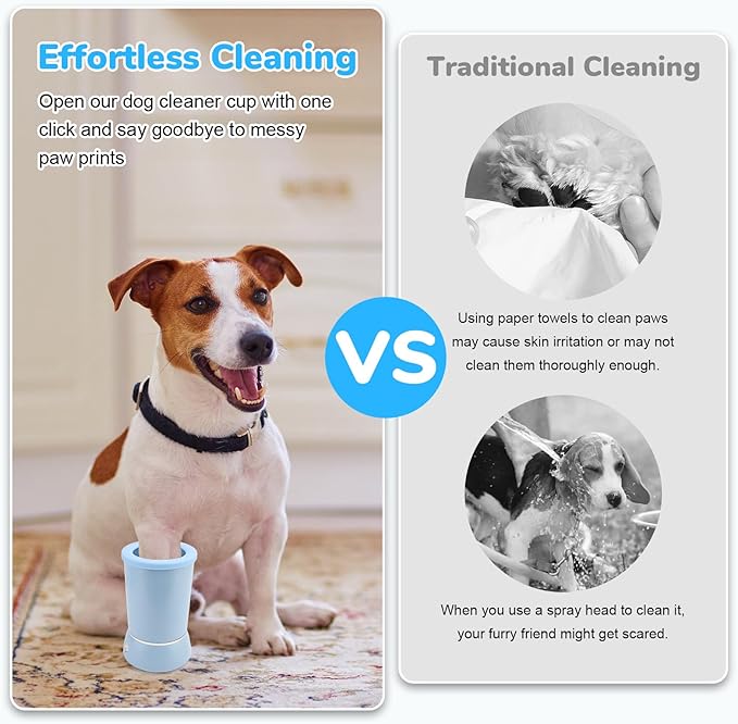 Dog Washer, Electric Dog Foot Washer with Two Speeds, Portable USB Rechargeable Dog Cleaner Cup, Automatic Cleaner for Dogs Small Medium Large Cats (Built in 600mAh Battery) (Blue)