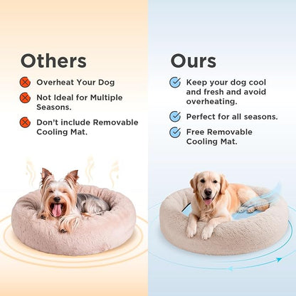 Large Donut Dog Bed, Calming Dog Bed Washable Ideal for Small to Large Dogs and Cats & Round Dog Bed,Anti-Anxiety Multiple Sizes (37.5" L x 37.5" W x 8.5" Th)