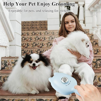 Self-Cleaning Dog Brush for Small Breeds - Adjustable Bristle Grooming Tool for Puppies, Yorkies, Shih Tzus, Maltipoos & Malteses (Blue)