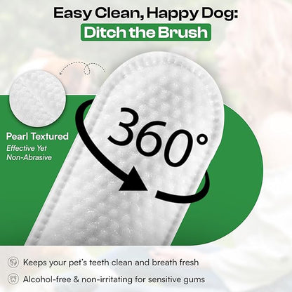 Dogs Dental Wipes | Fights Plaque, Freshens Breath & Promotes Gum Health | No Rinse Dog Teeth Cleaning | Gentle & Naturally Safe Dental Care | Complete Your Dog Tooth Brushing Kit | 50 Count