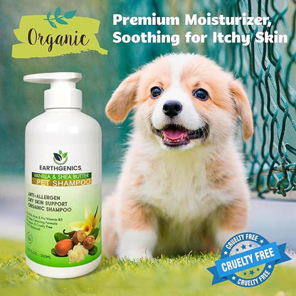 Earthgenics® Anti-Allergen, Dry Skin Support, Organic Shampoo for Dogs and Cats. All-in-One Solution. No Need for Additional Conditioner - 16 fl oz