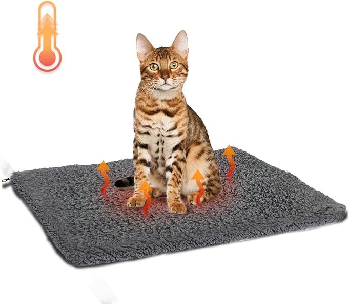 Nobleza Self Heating Cat Bed, Super Soft Thermal Dog Crate Bed Mat for Sleeping, Washable Anti-Slip Self Warming Pet Kennel Pad for Small Medium Cats Dogs Indoor Outdoor (Darkgray, M)