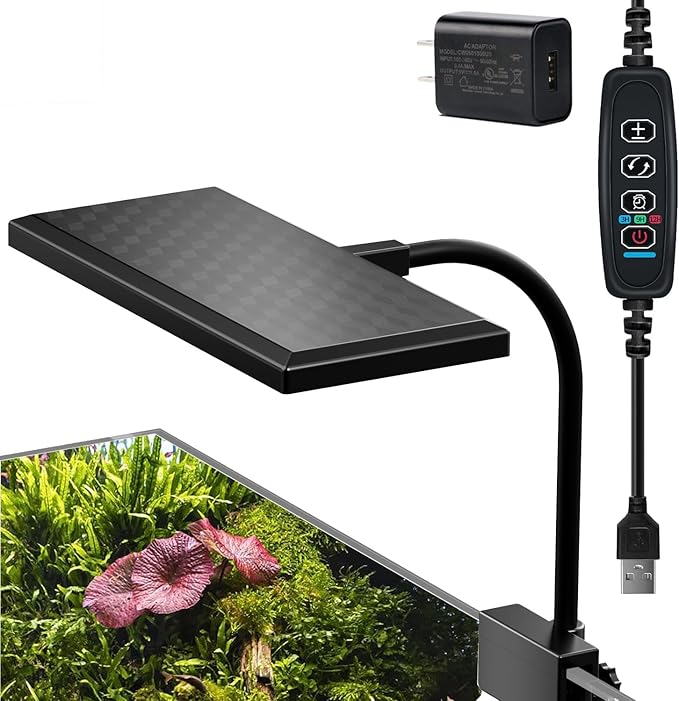 Aquarium Light, 3 Mode Clip on Fish Tank Light with Timer Function, Full Spectrum Aquarium Plant Light, Adjustable Brightness, for 10-20 Inch Fish Tank