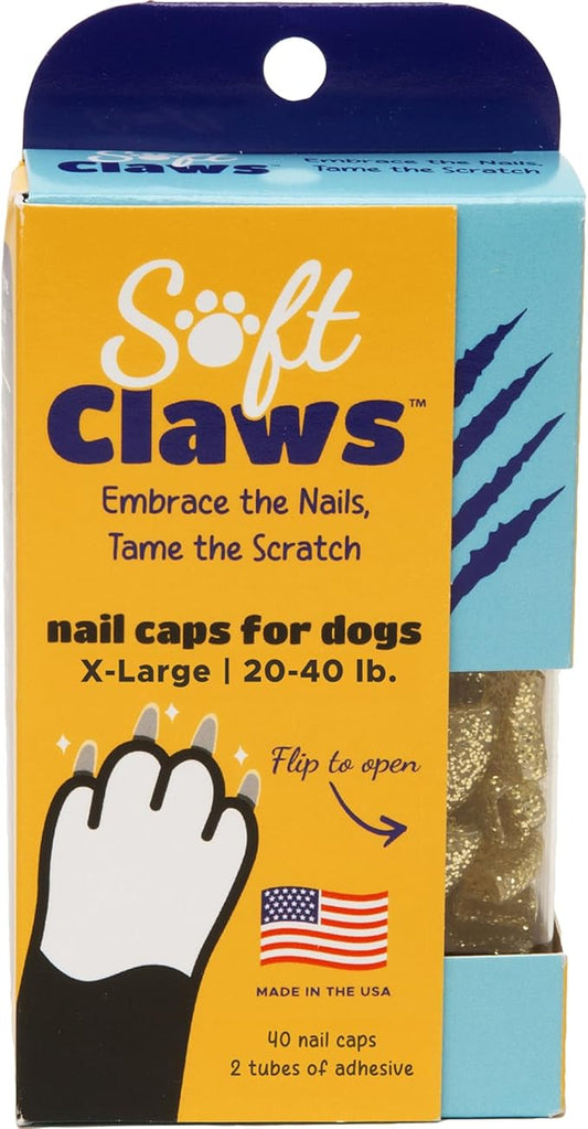 Soft Claws Dog and Cat Nail Caps Take Home Kit, X-Large, Sparkle Gold