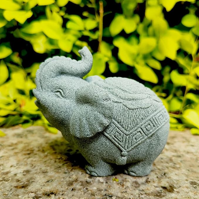Aquarium Elephant Statue Fish Tank Decorations Asian Foo Dog Statue Sculpture Feng Shui Ornaments for Pet Betta Fish Rest Fish Tank Decor, E