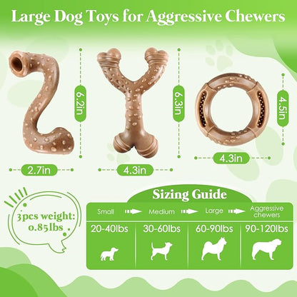 Dog Toys for Aggressive Chewers: 3 Packs Tough Dog Toy - Dog Toys for Large - Dog Chew Toys