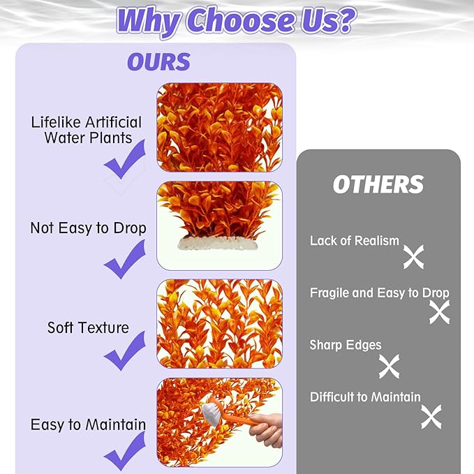 Hamiledyi Aquarium Plastic Plants Aquarium Decor Artificial Fish Tank Plants,Tall Fish Tank Decorations, Extra Large Aquarium Plant 23.6-inch Tall,2PCSï¼_range Style Aï¼