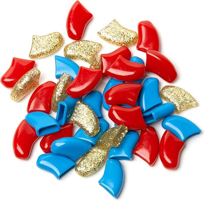 Soft Claws Nail Caps for Dogs with Non-Slip Design Made in USA - 40 Dog Nail Covers for Long-Lasting Protection of Floors and Furniture - Fourth of July (Red, Blue & Gold Sparkle), XXL