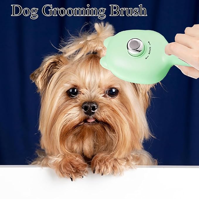 Self-Cleaning Dog Brush for Small Breeds - Adjustable Bristle Grooming Tool for Puppies, Yorkies, Shih Tzus, Maltipoos & Malteses (Green)