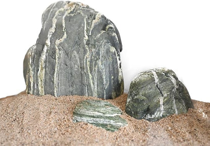 Aquarium Stone Green River Rock 40LB Rocks aquascaping Fish Tank Decor Rocks for Aquariums Fairy Gardens Model Railroads Dioramas Wargaming Mosaic Art(4-10inch/7PCS)
