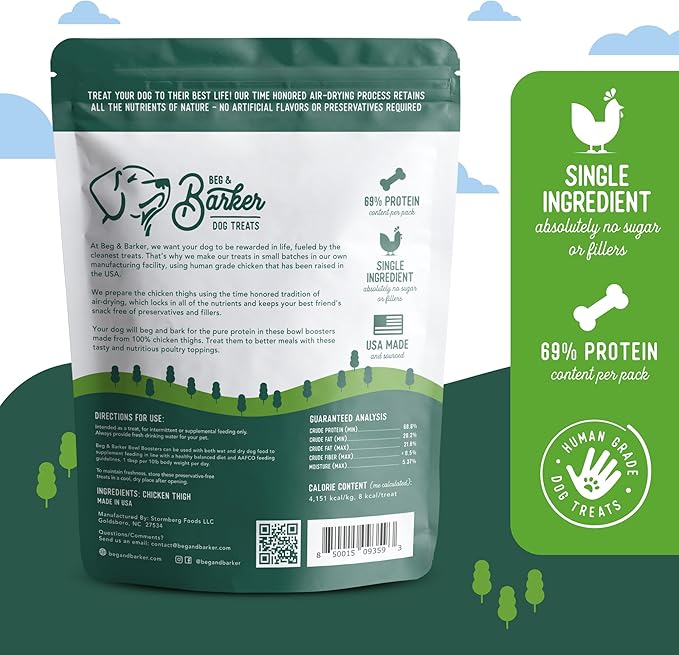 Beg & Barker Chicken Dog Food Toppers for Picky Eaters (8 Ounce, Pack of 1) - Bowl Booster with Whole Chicken - Premium Meal Mixers for Dogs - Single Ingredient, Human Grade, Grain Free