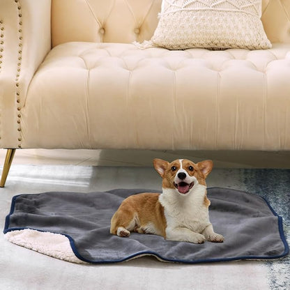 DaysU Waterproof Dog Blanket for Small Dogs - Soft Sherpa Fleece Reversible Pet Blanket, Cat Blanket Washable for Couch Protection, Warm Plush Puppy Blankets, 30"x40" Grey