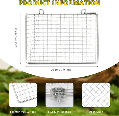 Stainless Steel Bird Perch Platform for Cage, Open-Grid Parrot Perch Stand, Easy Clean and Claw-Friendly Resting Shelf, Bird Cage Accessories for Small Medium Birds Like Parakeets, Budgie, Cockatiel