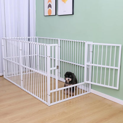 Dog Playpen - 32" Height Dog Pen, Heavy Duty Puppy Pen with Door, Safe & Sturdy, Easy Assemble for Indoor/Outdoor Pet Playpen (6 Panels with Door, White)