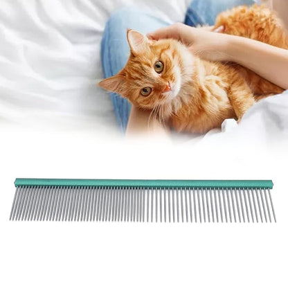 Greyhound Comb For Dogs, Metal Dog Comb Dog Combs with Rounded Ends Dog Comb Cat Comb For Removing and Knots Grooming Tool For Long Short Haired Dog (Green 13cm/5.1in)