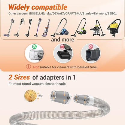 Afloia Innovative Pet Grooming Kit: Dog Brush Vacuum Attachment, Cat Brush with 1-1.5" Hoses Diameter Universal Adapter, Compatible with Most Round Vacuum Cleaners like Bissell, Eureka etc., Orange