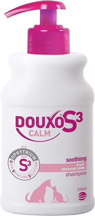 DOUXO S3 Calm Itch Relief Dog and Cat Shampoo - Hypoallergenic Fragrance - for Itchy or Irritated Skin - Veterinary Recommended and Clinically Proven - Safe Skincare Selection - 200ml