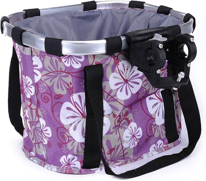 Pet Dog Bike Basket & Carrier Bag- Foldable Detachable Pet Travel Bicycle Basket - Small Animal Dog Cat Rabbit Bike Ride Basket Carrier (Purple)