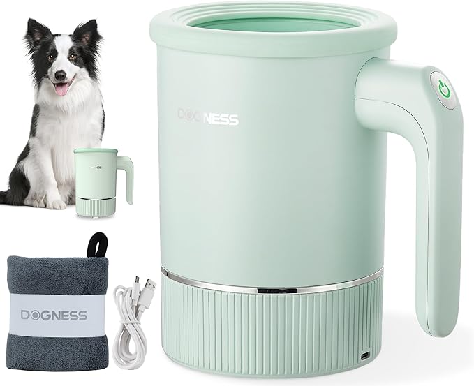 DOGNESS Automatic Dog Paw Cleaner, Rechargeable Paw Washer for Dogs Portable Electric Paw Cleaner Cup for Medium to Large Dogs (Green)