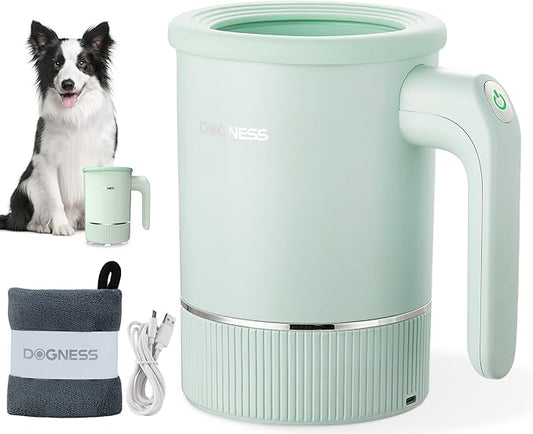 DOGNESS Automatic Dog Paw Cleaner, Rechargeable Paw Washer for Dogs Portable Electric Paw Cleaner Cup for Medium to Large Dogs (Green)