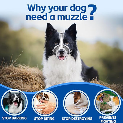 Dog Muzzle,Soft Mesh Breathable Muzzle, Air Mesh Dog Muzzle with Reflective & Adjustable Strap for for Biting Chewing Grooming,Allow Panting Drinking,Dog Muzzle for Medium (Black, XL)