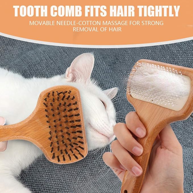 KylePet Dog brush, Double Sided Pet Slicker Brush with Bamboo Handle for Long Hair & Short Hair Pets Grooming Comb for Removing Shedding, Tangles and Dirt