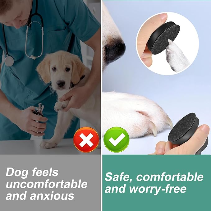Dog Nail File, Wooden Dog Nail Scraper Dog Scratch Pad with 7pcs Replaceable Sandpaper & Cleaning Brush Stress Free Dog Nails Clipper Grinder Board Trimmer for Pets Dogs Cats(Black)