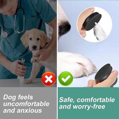 Dog Nail File, Wooden Dog Nail Scraper Dog Scratch Pad with 7pcs Replaceable Sandpaper & Cleaning Brush Stress Free Dog Nails Clipper Grinder Board Trimmer for Pets Dogs Cats(Black)