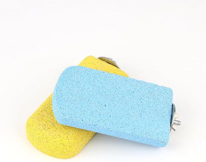 Wontee Bird Chewing Toys Grinding Beak Bird Perch Stand for Budgies Parakeets Cockatiels Lovebirds Conures Rats Squirrels, 2 Packs (Yellow+Blue)