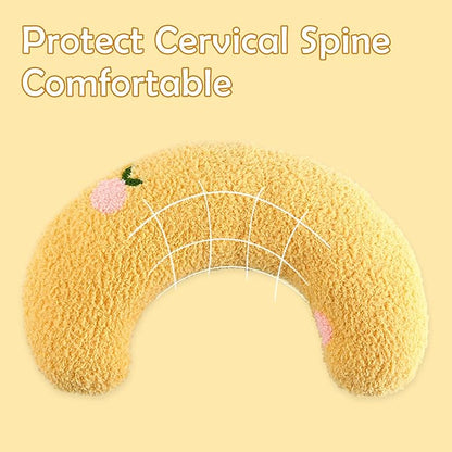 T'CHAQUE Dog Pillow Bed, Cat Calming Pillow, Dog Neck Pillow for Joint Relief Sleeping, Ultra Soft Half Donut Cuddler, Pillow Pet for Upper Spine Support, Doggy/Kitten Pillow Training Toy，Yellow