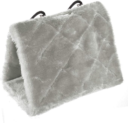 Winter Warm Bird Nest House Shed Hut Hanging Hammock Finch Cage Plush Fluffy Birds Hut Hideaway for Hamster Parrot Macaw Budgies Eclectus Parakeet Cockatiels Cockatoo Lovebird (S, Grey)