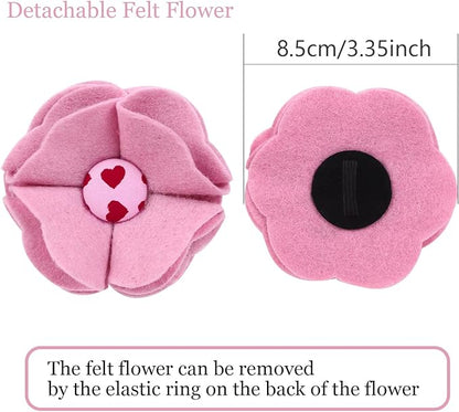 ARING PET Valentine's Day Dog Collar-Girl Dog Collar with Felt Flower, Cute Pink Heart Dog Collars Pet Collars with Metal Buckle