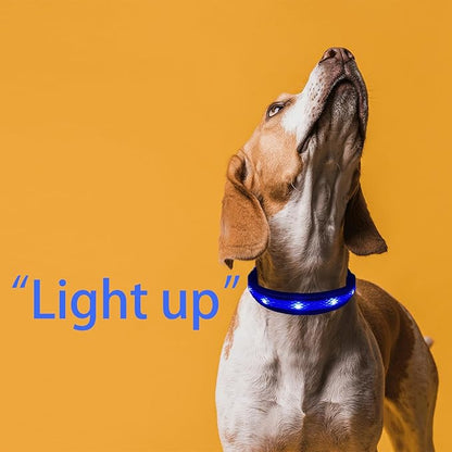 AirTag Pet Dog Tracker Collar & Equipped with Tracker; LED Light Up Collar;Built-in QR Dog Tag & AirTag Holder; No Monthly Fees; Adjustable Size (Blue Color).