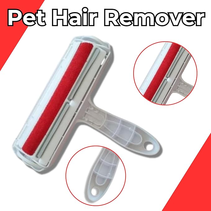Portable Pet Hair Remover | Reusable Lint Roller for Cat and Dog | Hair Remover for Furniture, Couch, Carpet, Clothing, Seat and Bedding (Red)