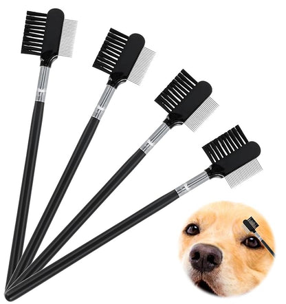 4 Pack Dog Eye Comb Double-Sided Metal Grooming Tool for Debris Removal, and Gentle Eye Care for Puppies and Kittens