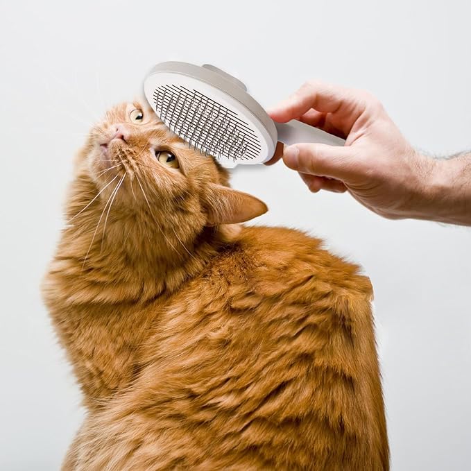 1 Pcs Cat Grooming Brush, Cat Brush Cats Grooming Dematting Comb Self Cleaning Slicker Brushes for Dogs Cats Pet for Shedding Remove Undercoat Mats Hair Pet Massage-Self Cleaning Slicker Brush, Pink