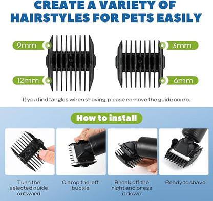 300W Pet Grooming Clippers (2000-6600rpm Stepless Speed Control, Heavy-Duty Commercial Grade, 13ft Power Cord, Low Noise< 50db, with Extra Blade) (300W Stepless Speed Control)