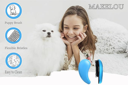 Puppy Brush for Small Dogs - Soft Dog Brush - Perfect Yorkie, Shih Tzu, Maltipoo & Maltese Grooming - Gentle Dog Hair Remover Brush for Easy Pet Hair Removal & Grooming at Home ï¼_lueï¼